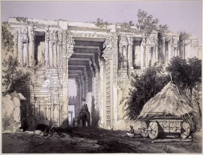 Framed Print : Gateway at Seringham (sic). Artist: Thomas Colman Dibdin Framed Print : Gateway at Seringham (sic). Artist: Thomas Colman Dibdin