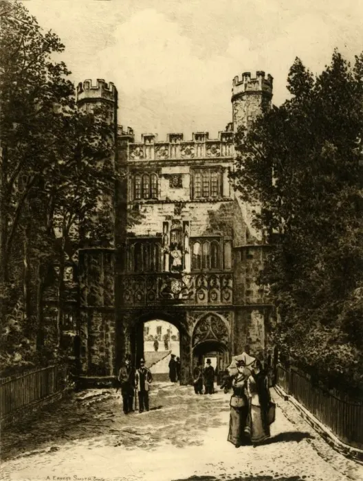 Framed Print : Gateway of Trinity College, Cambridge, 1898. Creator: Unknown