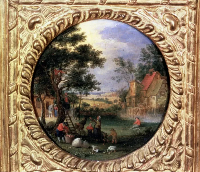 Framed Print : Gathering Apples, 1630s. Artist: Jan Brueghel the younger Framed Print : Gathering Apples, 1630s. Artist: Jan Brueghel the younger