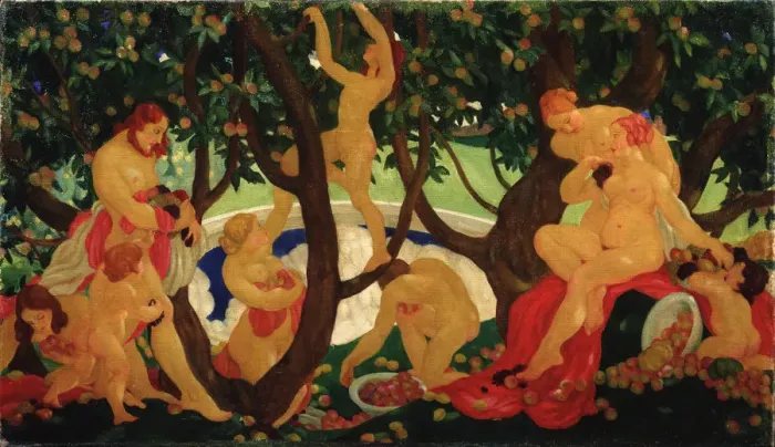 Framed Print : Gathering Apples, 1917. Artist: Yakovlev, Valentin Alexandrovich (1887-1919) Framed Print : Gathering Apples, 1917. Artist: Yakovlev, Valentin Alexandrovich (1887-1919)