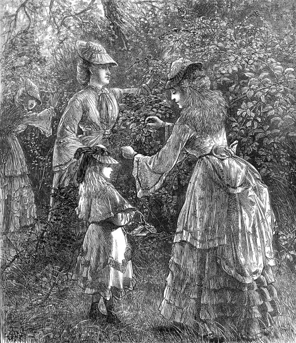 Framed Print : Gathering blackberries, 1872. Creator: Unknown Framed Print : Gathering blackberries, 1872. Creator: Unknown