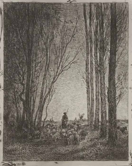 Framed Print : Gathering in the Flock, original impression 1862, printed in 1921