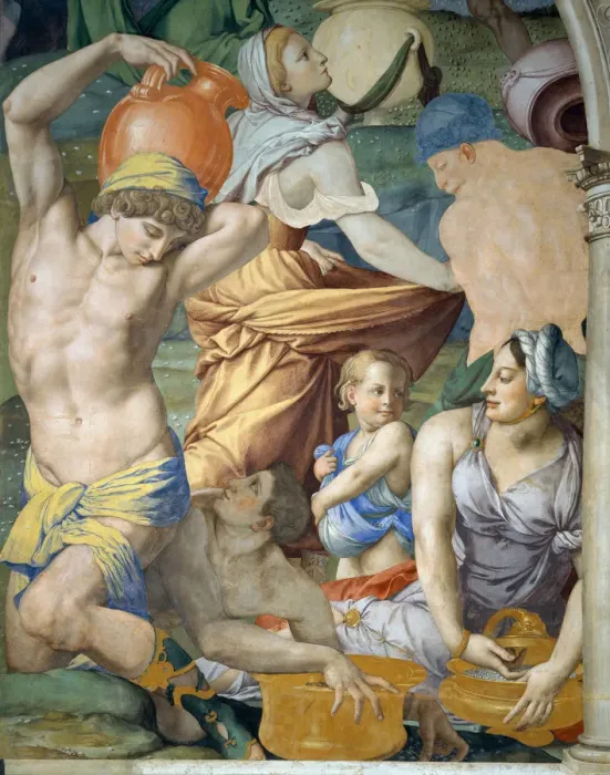 Framed Print : The Gathering of Manna (Detail), 1540-1545. Artist: Bronzino, Agnolo (1503-1572) Framed Print : The Gathering of Manna (Detail), 1540-1545. Artist: Bronzino, Agnolo (1503-1572)