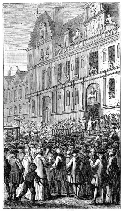 Framed Print : Gathering Outside The Town Hall, (1885). Artist: Bonnart Framed Print : Gathering Outside The Town Hall, (1885). Artist: Bonnart