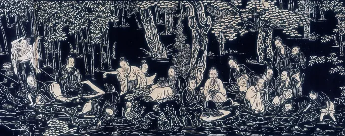 Framed Print : A gathering of robed men seated in a forest. Creator: Unknown Framed Print : A gathering of robed men seated in a forest. Creator: Unknown