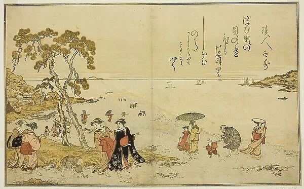 Gathering Shells at Low Tide, from the illustrated book 'Gifts from the Ebb Tide...', Japan, 1789. Creator: Kitagawa Utamaro. Gathering Shells at Low Tide, from the illustrated book 'Gifts from the Ebb Tide...', Japan, 1789