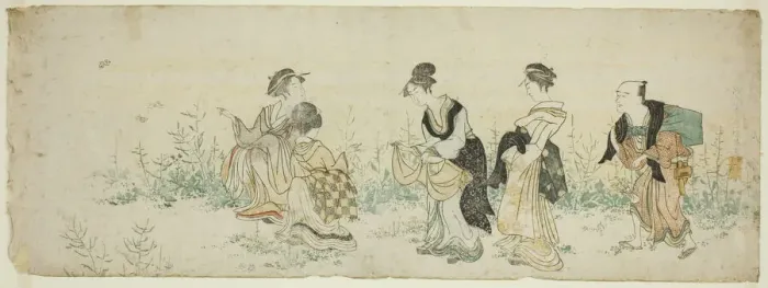 Framed Print : Gathering Spring Flowers, Japan, late 18th / early 19th century. Creator: Kubo Shunman Framed Print : Gathering Spring Flowers, Japan, late 18th / early 19th century. Creator: Kubo Shunman