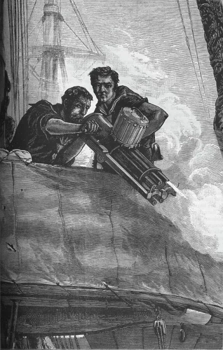 Framed Print : The Gatling Gun as used in the British Navy, c1880 Framed Print : The Gatling Gun as used in the British Navy, c1880