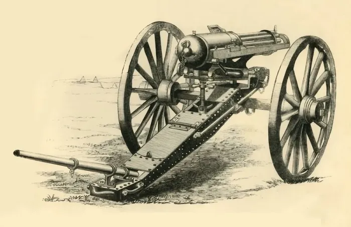 Framed Print : The Gatling Mitrailleuse, c1872. Creator: Unknown Framed Print : The Gatling Mitrailleuse, c1872. Creator: Unknown