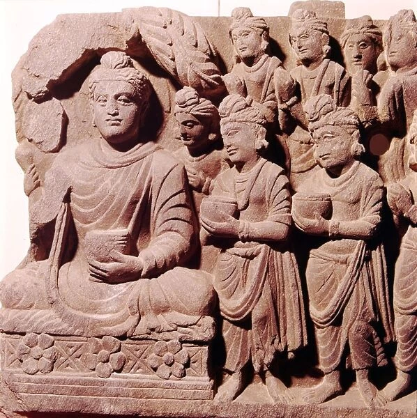 Gautama Buddha, The Presentation of the Bowls, Gandhara School. 2nd-3rd century