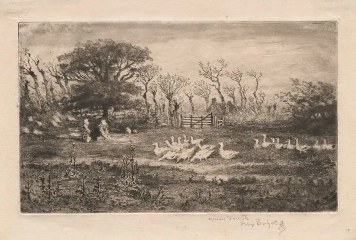 Framed Print : Geese, 1887. Creator: Felix Hilaire Buhot (French, 1847-1898) Framed Print : Geese, 1887. Creator: Felix Hilaire Buhot (French, 1847-1898)