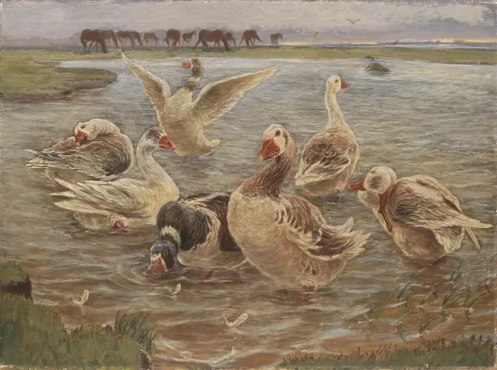 Framed Print : Geese on the Island of Saltholm, 1897. Creator: Theodor Esbern Philipsen Framed Print : Geese on the Island of Saltholm, 1897. Creator: Theodor Esbern Philipsen