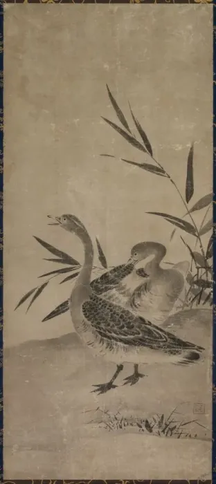 Framed Print : Geese, Muromachi period, 1392-1573. Creator: Soami (Japanese, d. 1525), circle of Framed Print : Geese, Muromachi period, 1392-1573. Creator: Soami (Japanese, d. 1525), circle of