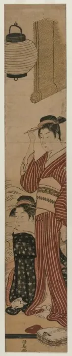 Framed Print : Two Geisha on a Balcony, 1782. Creator: Torii Kiyonaga (Japanese, 1752-1815) Framed Print : Two Geisha on a Balcony, 1782. Creator: Torii Kiyonaga (Japanese, 1752-1815)