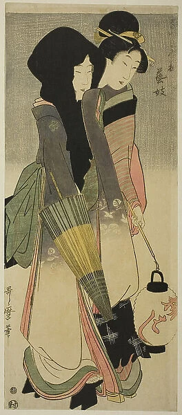 Geisha (Geigi), from the series “Three Amusements of Contemporary Beauties'... Japan, c. 1800. Creator: Kitagawa Utamaro. Geisha (Geigi), from the series “Three Amusements of Contemporary Beauties'... Japan, c. 1800