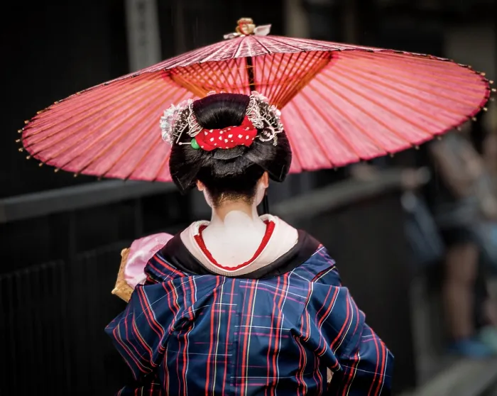 Framed Print : Geisha Going to Work (A). Creator: Dorte Verner Framed Print : Geisha Going to Work (A). Creator: Dorte Verner