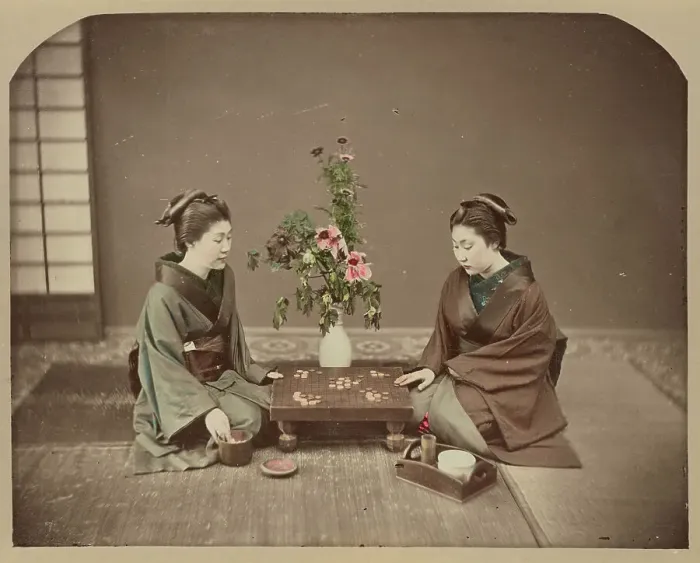 Framed Print : Geisha Playing at Go, 1870s-1890s. Creator: Baron Raimund von Stillfried Framed Print : Geisha Playing at Go, 1870s-1890s. Creator: Baron Raimund von Stillfried