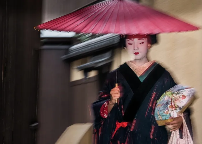 Framed Print : Geisha in the Rain (A). Creator: Dorte Verner