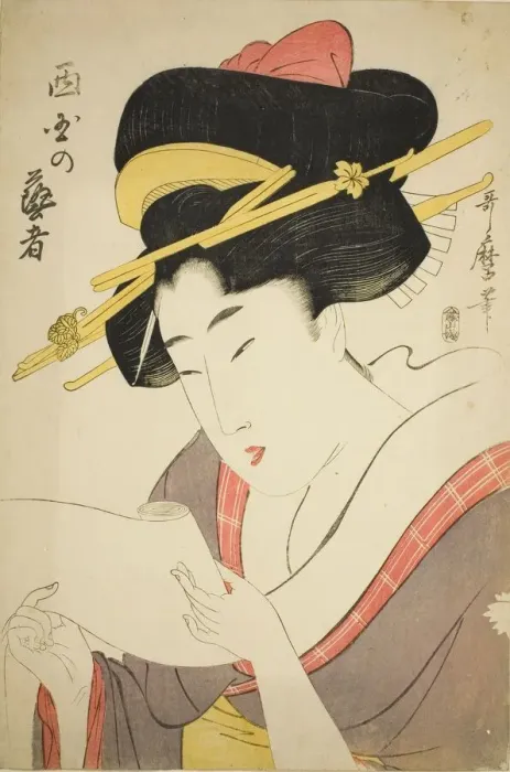 Framed Print : Geisha of the West District, Japan, n. d. Creator: Kitagawa Utamaro