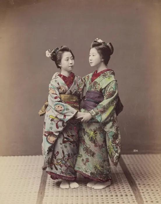 Framed Print : Two Geishas, c1885. Creator: Unknown Framed Print : Two Geishas, c1885. Creator: Unknown