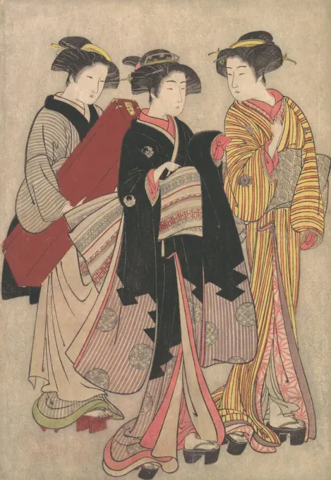 Framed Print : Two Geishas Out Walking, 1739-1820. Creator: Kitao Shigemasa Framed Print : Two Geishas Out Walking, 1739-1820. Creator: Kitao Shigemasa