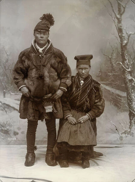 'Gellivar patches in spring costume. Jan Eriksson Pitsa with fiancee', 1910. Creator: Borg Mesch. 'Gellivar patches in spring costume. Jan Eriksson Pitsa with fiancee', 1910. Creator: Borg Mesch