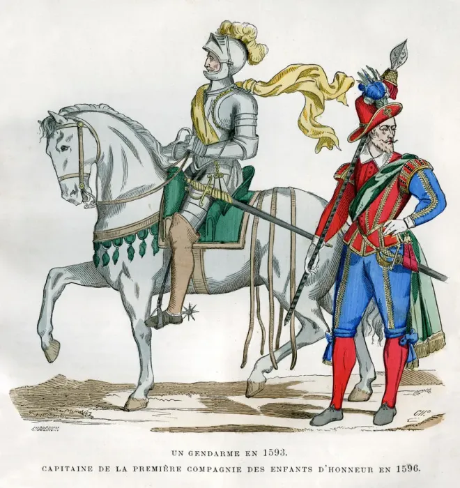 Framed Print : Gendarme, 1583, and captain of the 1st Company of the Enfants d Honneur, 1596 (1882-1884) Framed Print : Gendarme, 1583, and captain of the 1st Company of the Enfants d Honneur, 1596 (1882-1884)