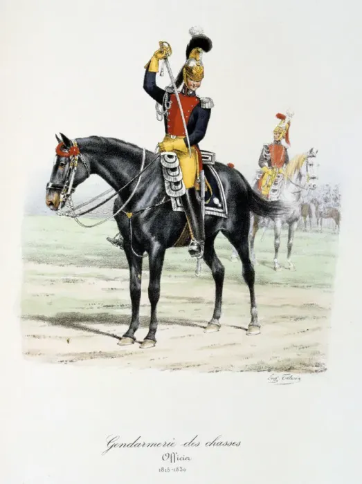 Framed Print : Gendarmerie des Chasses, 1815-30. Artist: Eugene Titeux Framed Print : Gendarmerie des Chasses, 1815-30. Artist: Eugene Titeux