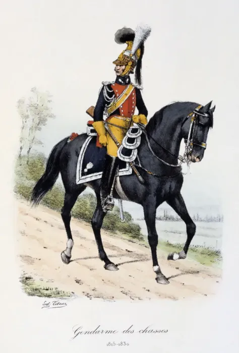 Framed Print : Gendarmes des Chasses, 1815-30. Artist: Eugene Titeux Framed Print : Gendarmes des Chasses, 1815-30. Artist: Eugene Titeux