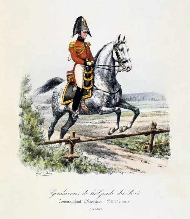 Framed Print : Gendarmes de la Garde du Roi, Commandant d Escadron, petite tenue, 1814-15 Artist: Eugene Titeux Framed Print : Gendarmes de la Garde du Roi, Commandant d Escadron, petite tenue, 1814-15 Artist: Eugene Titeux