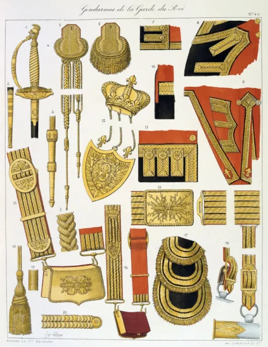 Framed Print : Gendarmes de la Garde du Roi, Insignia Artist: Eugene Titeux Framed Print : Gendarmes de la Garde du Roi, Insignia Artist: Eugene Titeux