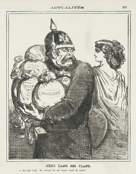 Framed Print : Gêné dans ses plans. Je suis volé, ils aurent bu me bayer tout de suite!, 1871. Creator: Cham Framed Print : Gêné dans ses plans. Je suis volé, ils aurent bu me bayer tout de suite!, 1871. Creator: Cham