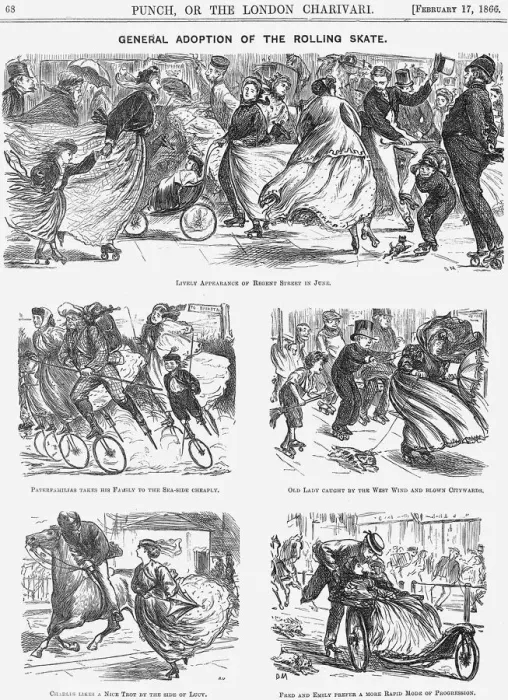 Framed Print : General Adoption of the Rolling Skate, 1866. Artist: George du Maurier Framed Print : General Adoption of the Rolling Skate, 1866. Artist: George du Maurier