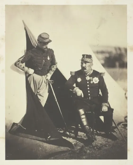 Framed Print : General Bosquet and Captain Dampiere, 1855. Creator: Roger Fenton Framed Print : General Bosquet and Captain Dampiere, 1855. Creator: Roger Fenton