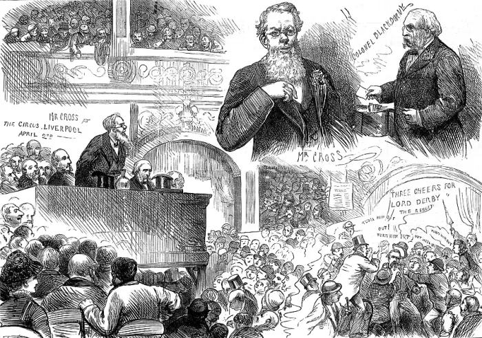 Framed Print : The General Election: Conservative meeting at Hengler's Circus, Liverpool, 1880. Creator: Unknown Framed Print : The General Election: Conservative meeting at Hengler's Circus, Liverpool, 1880. Creator: Unknown