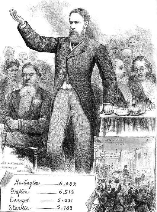 Framed Print : The General Election: Lord Hartington at Over Darwen, North-East Lancashire, 1880. Creator: Unknown Framed Print : The General Election: Lord Hartington at Over Darwen, North-East Lancashire, 1880. Creator: Unknown