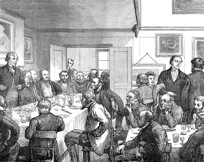 Framed Print : The General Election: Mr. Disraeli at the market ordinary, Aylesbury, on Saturday last, 1874. Creator: Unknown Framed Print : The General Election: Mr. Disraeli at the market ordinary, Aylesbury, on Saturday last, 1874. Creator: Unknown