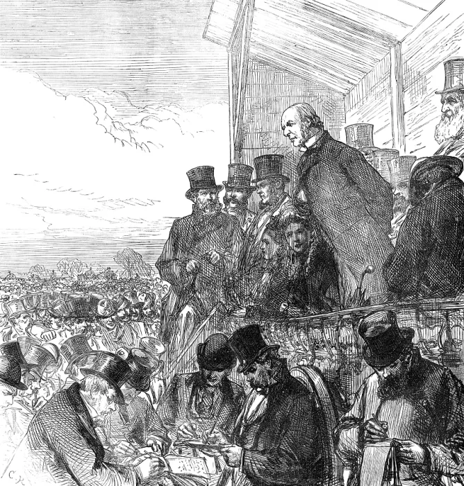 Framed Print : The General Election: Mr. Gladstone addressing the electors of Greenwich on Blackheath, 1874. Creator: Unknown Framed Print : The General Election: Mr. Gladstone addressing the electors of Greenwich on Blackheath, 1874. Creator: Unknown