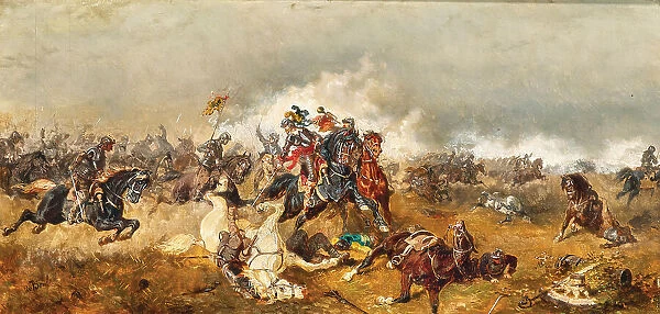 General Gottfried Heinrich Graf zu Pappenheim (1594-1632) in the Battle of Lützen on Nov 16, 1632. Creator: Bensa, Alexander von (1820-1902)