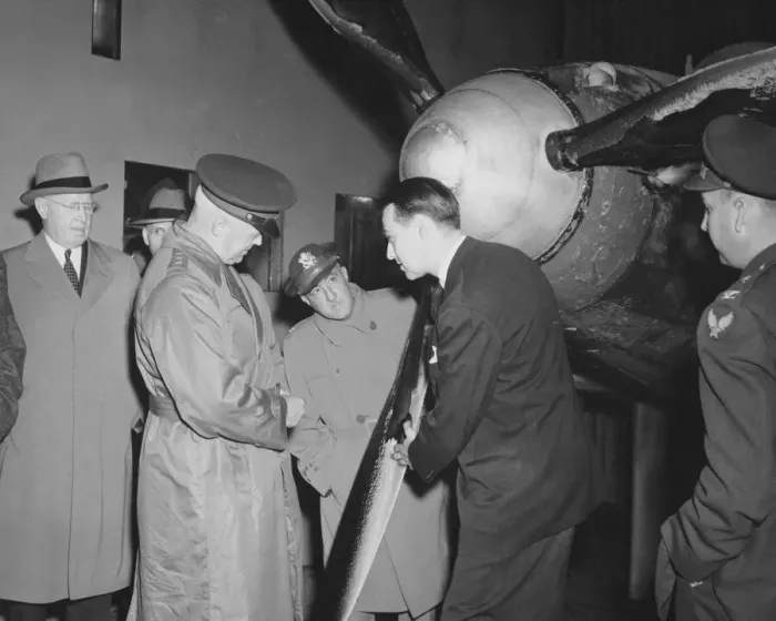 Framed Print : General Hap Arnold visits AERL, Cleveland, Ohio, November 9, 1944. V Creator: NASA Framed Print : General Hap Arnold visits AERL, Cleveland, Ohio, November 9, 1944. V Creator: NASA