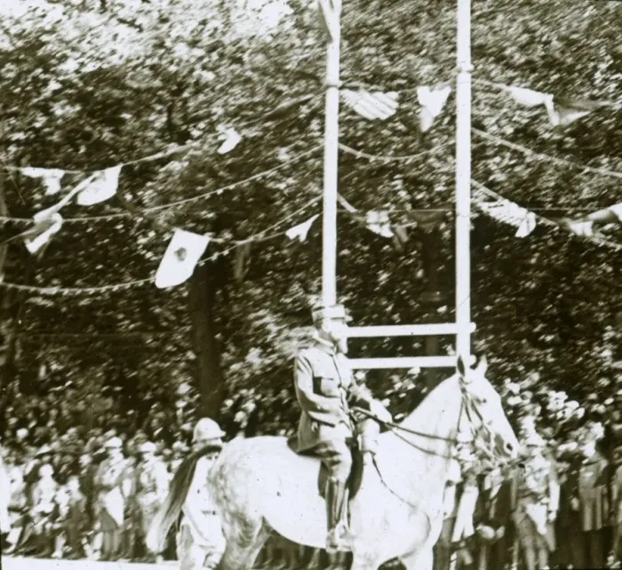 Framed Print : General Henri Gouraud at a victory parade, c1918