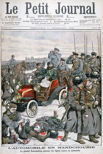 General Kuropatkin touring the Russian lines by car, Russo-Japanese War, 1904
