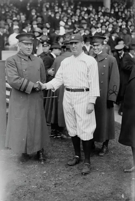 Framed Print : General Leonard Wood & Wild Bill Donovan, manager, New York AL, at Polo Grounds... 1917. Creator: Bain News Service Framed Print : General Leonard Wood & Wild Bill Donovan, manager, New York AL, at Polo Grounds... 1917. Creator: Bain News Service