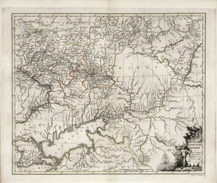 Framed Print : General Map of Azov Governorate, 1782. Creator: Islenyev, Ivan Ivanovich Framed Print : General Map of Azov Governorate, 1782. Creator: Islenyev, Ivan Ivanovich