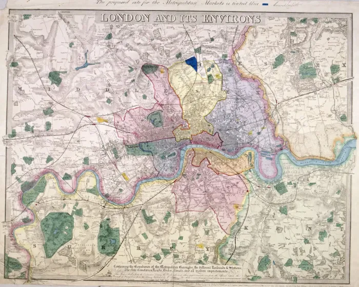 Framed Print : General Map of London, 1847. Artist: Benjamin Rees Davies Framed Print : General Map of London, 1847. Artist: Benjamin Rees Davies