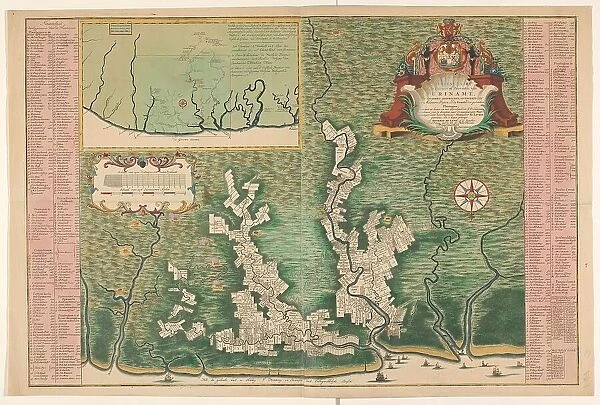 General map of Suriname, 1737-1757. Creator: Hendrik de Leth