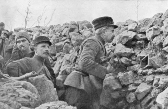 Framed Print : General Marchand inspecting trenches, Champagne, France, World War I, 1915 Framed Print : General Marchand inspecting trenches, Champagne, France, World War I, 1915