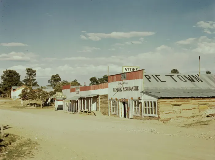 Framed Print : General Merchandise store, Main Street, Pie Town, New Mexico, 1940. Creator: Russell Lee Framed Print : General Merchandise store, Main Street, Pie Town, New Mexico, 1940. Creator: Russell Lee