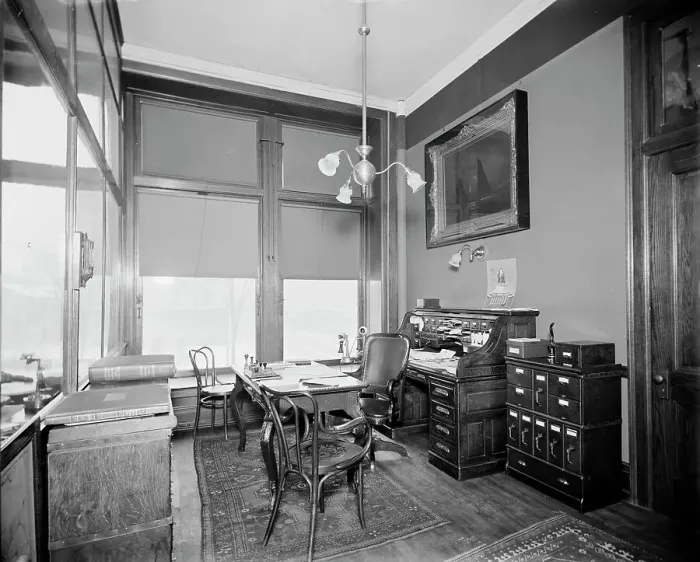 Framed Print : General office, Mulford & Petry Co. 1904. Creator: Unknown. General office, Mulford & Petry Co. 1904. Creator: Unknown Framed Print : General office, Mulford & Petry Co. 1904. Creator: Unknown. General office, Mulford & Petry Co. 1904. Creator: Unknown