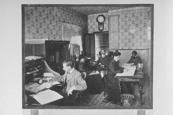 Framed Print : General office Virginia Beneficial and Insurance Co. Norfolk, Va. 1907. Creator: Unknown Framed Print : General office Virginia Beneficial and Insurance Co. Norfolk, Va. 1907. Creator: Unknown